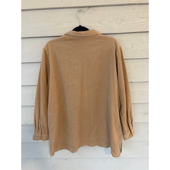 Blair Tan Corduroy Button Down Shirt XL Soft Cotton Shacket Overshirt - Picture 6 of 6